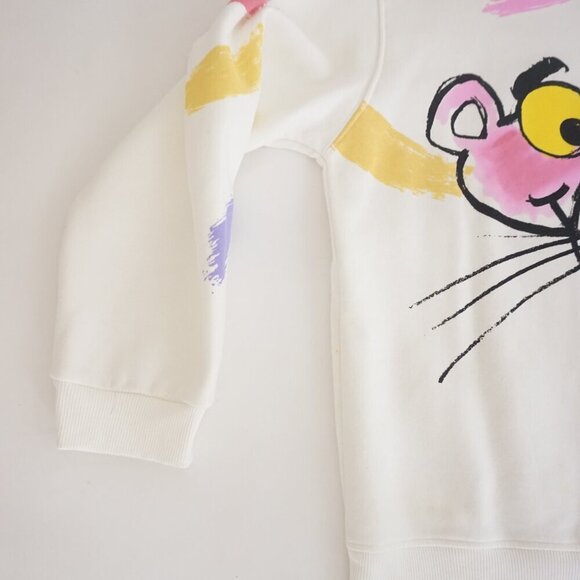 Zara Pink Panther Collab White Pink Paint Splatter Crewneck Sweater S - Picture 6 of 12